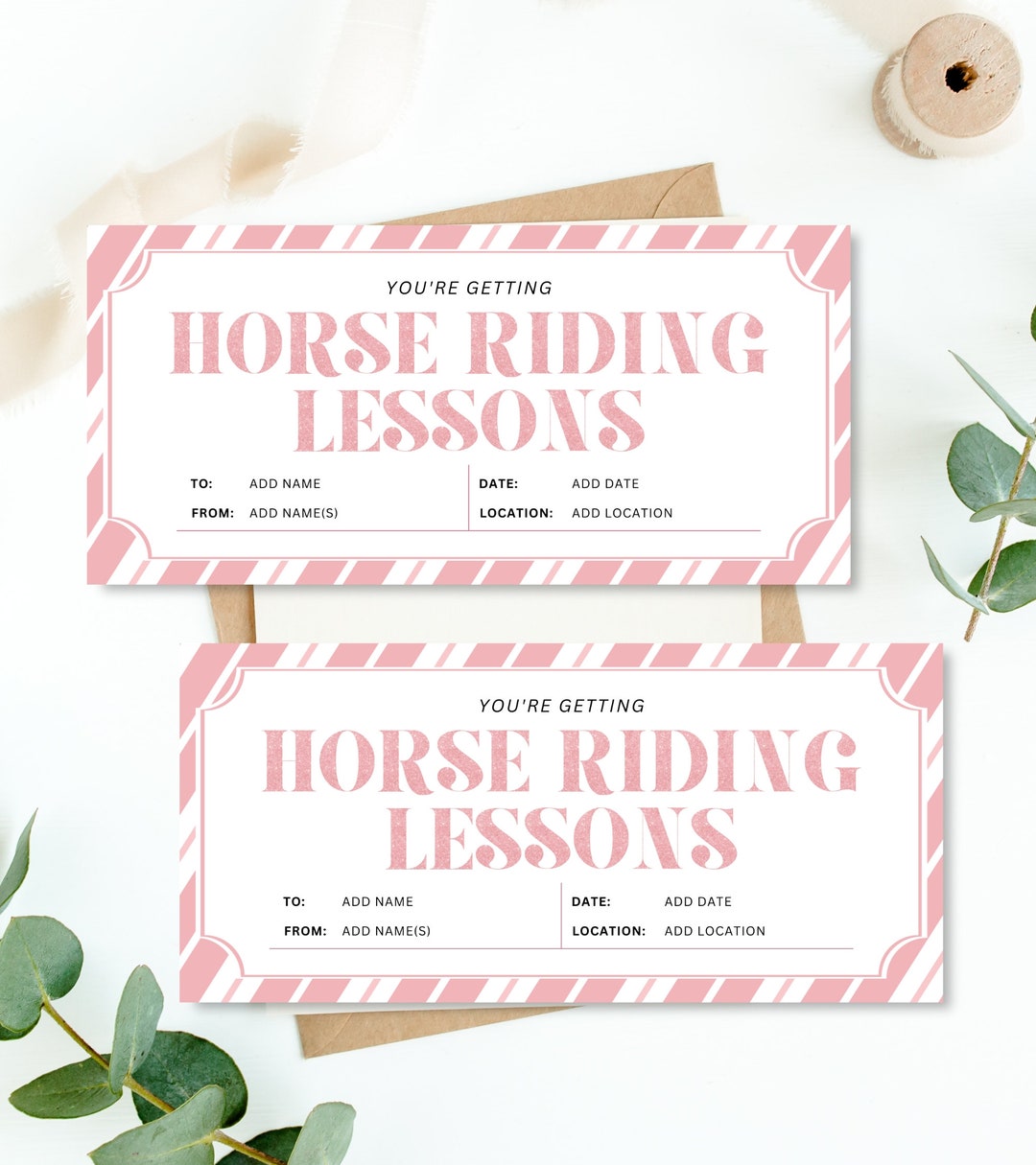 Printable Horse Riding Voucher Template, Horse Riding Lesson Gift