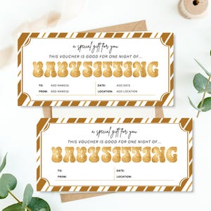 Babysitting Coupon New Mom, Printable Babysitting Coupon Template, Babysitting Gift Certificate Template 8.5x4, Gift For Babysitting