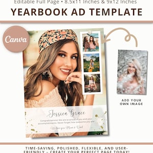 Yearbook Dedication Page, Senior Yearbook Page, Custom Yearbook Ad 8.5x11 & 9x12, Yearbook Page Design, Yearbook Template Full Page