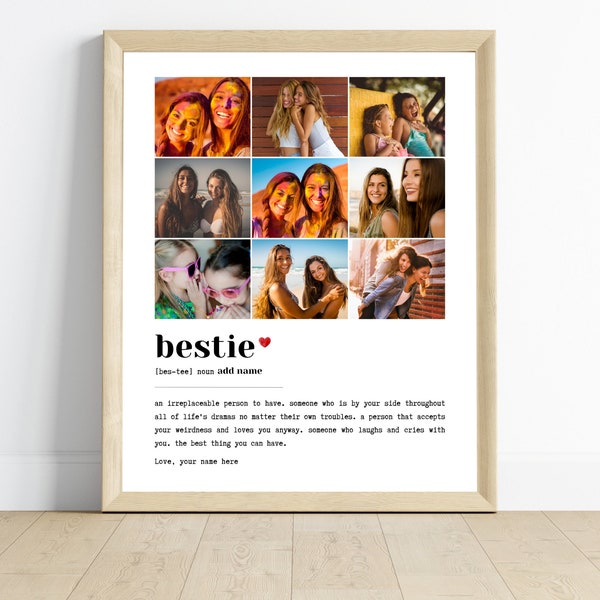 Best Friend Definition Print Best Friend Definition Gift Best Friend Gift Photo Collage Gifts To Get Best Friend Group Gift Instant Download