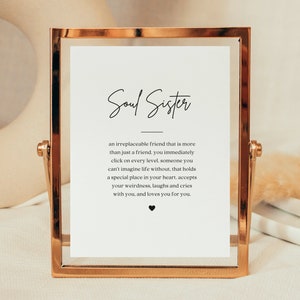 Impression définition âme soeur, signe âme soeur, cadeau définition meilleur ami, cadeau ami significatif, cadeau ami pour la vie téléchargement immédiat