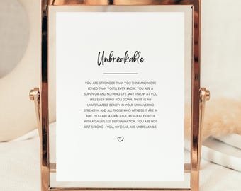Unbreakable Inspirational Quote Print: Encouragement Gift (Digital Download)