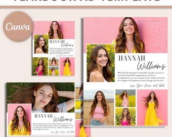 Graduation Yearbook Ad Template Bundle: Canva Editable (Digital Download)