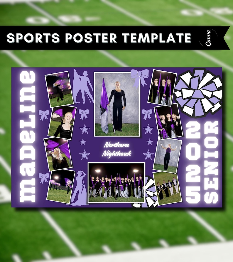 Color Guard Senior Night Poster Canva Template (Digital Download)
