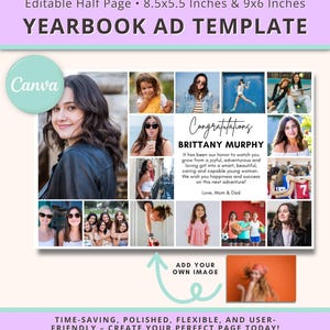 Yearbook Ad Half Page Canva, Senior Ad Yearbook Template Canva, Yearbook Ad Template Half Page Boy, Yearbook Ad Template Elementary, Collage