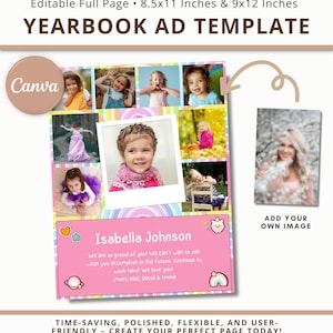 Elementary School Yearbook Ad Full Page Rainbow, Yearbook Ad Template Elementary, Yearbook Dedication Page, Yearbook Ad Canva Template