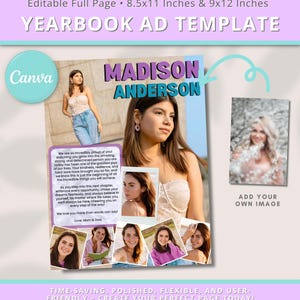 Senior Yearbook Ad Template: 8 Photo Collage (8.5x11 & 9x12) (Editable Canva Template)