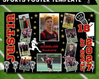 Lacrosse Senior Night Poster Template: Customizable Canva Banner (Digital Download)