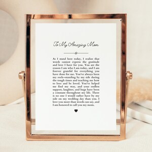 Regalo para mamá en su boda de parte de su hija, regalos para la madre de la novia, regalo de agradecimiento para mamá, imprimible para mi increíble mamá, descarga instantánea