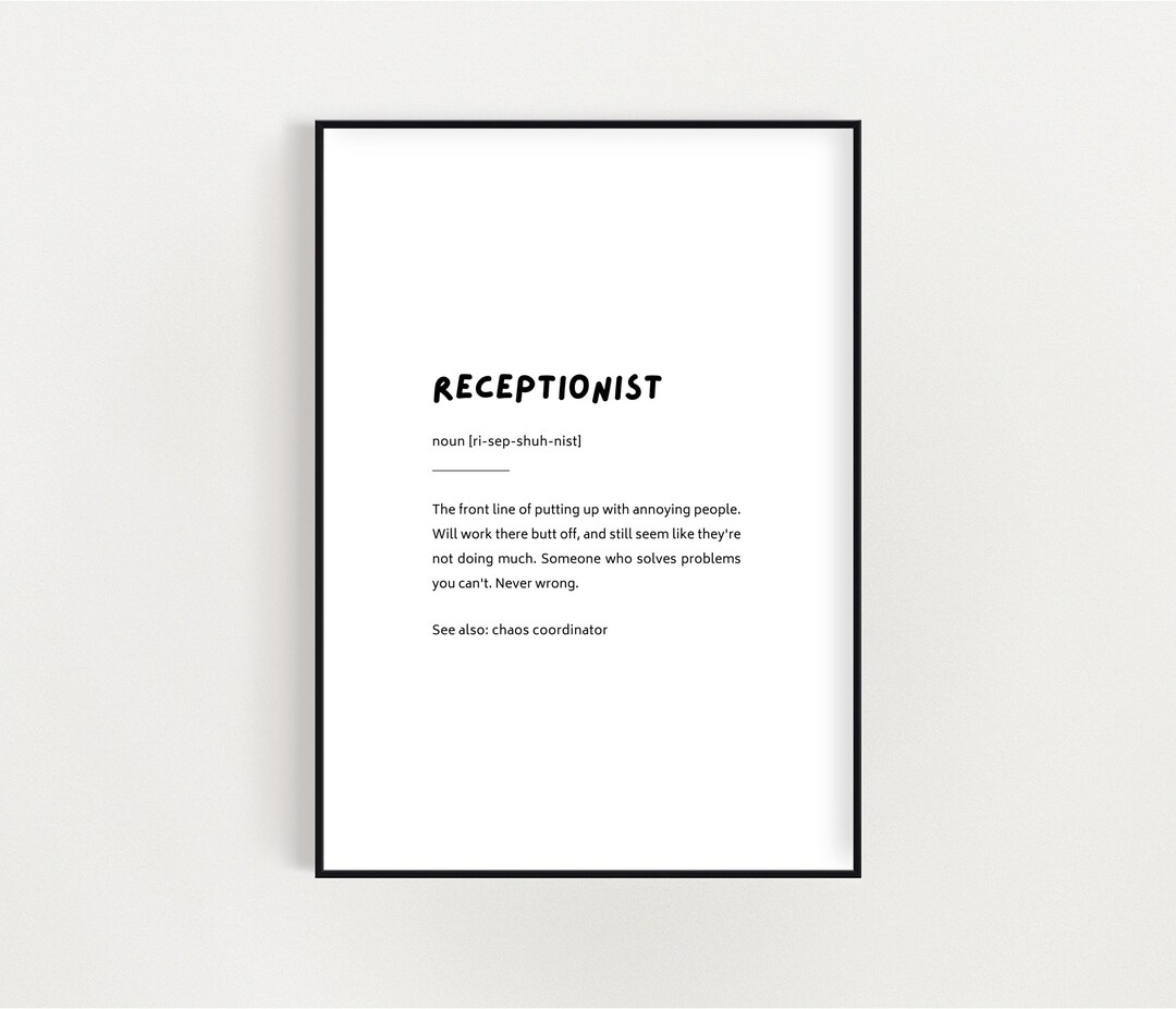 Receptionist Definition Print Gift, Receptionist Gift, Veterinary