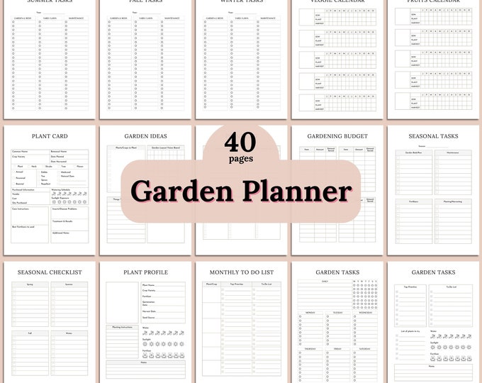 Printable Garden Planner PDF, 40-page Comprehensive Planting Guide, Seasonal Gardening Organizer ...