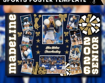 Cheer Senior Night Poster Template: Customizable Photo Collage (Digital Download)