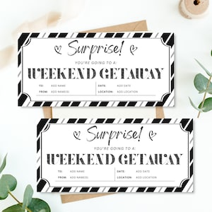 Modèle de toile pour le coupon escapade week-end, coupon escapade week-end, certificat escapade week-end, billet escapade week-end anniversaire