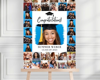 Cartello con collage di foto di laurea: modello Canva modificabile (download digitale)
