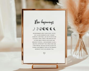 Mondphasen Print: Neuanfang Geschenk, Neues Kapitel (Digitaler Download)