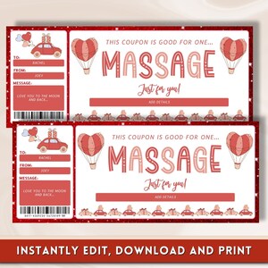 Massage Voucher Template, Massage Coupon Template, Printable Massage ...