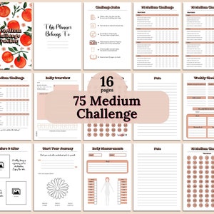 75 Medium Challenge Printable, A4,A5, US Letter, Half Size Instant Download, 75 Medium Challenge Tracker, 75 Medium Challenge Checklist