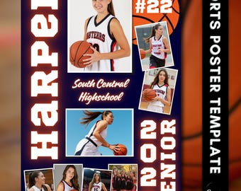 Senior Night Basketball Poster Template: Customizable Canva Design (Digital Download)