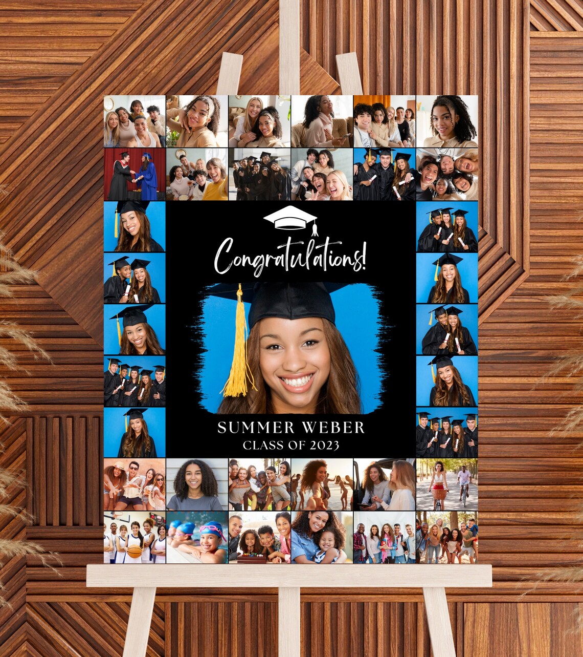 Graduation Photo Collage Sign: Editable Canva Template (digital ...