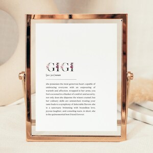 Regalo per la nonna Gigi, Definizione di Gigi, Segno di Gigi, Annuncio di gravidanza per nonna, Regalo per la festa della mamma per la futura nonna, Download immediato