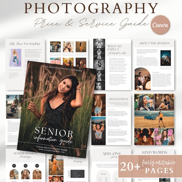 Senior Photography Templates Canva Senior Photo Session Guide Photography Session Guide Template Photography Style Guide Template Canva