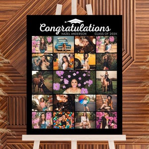 Graduation Photo Collage Template, Graduation Photo Collage Display Posters, 19 Pictures, Graduation Picture Collage Poster Canva Templates