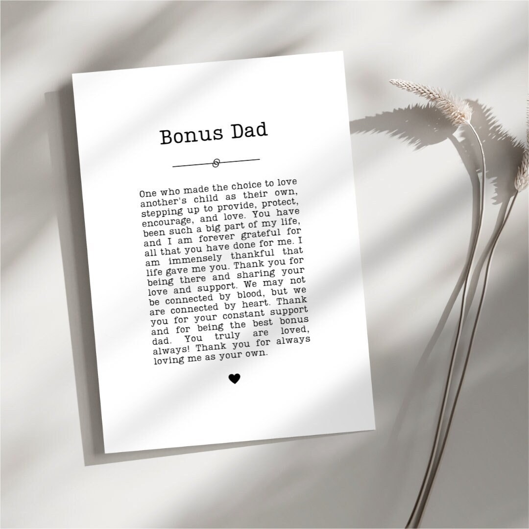 Step Dad Gift Ideas, Bonus Dad Gifts, Step Dad Sign Gift Printable