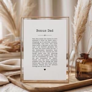 Bonus Dad Printable Gift, Stepdad Thank You Sign (Digital Download)