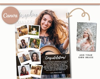 Senior Yearbook Ad Template 8.5x11 & 9x12, 9 Pictures, Yearbook Ad Tribute Full Page, School Yearbook Template, Yearbook Photo Template