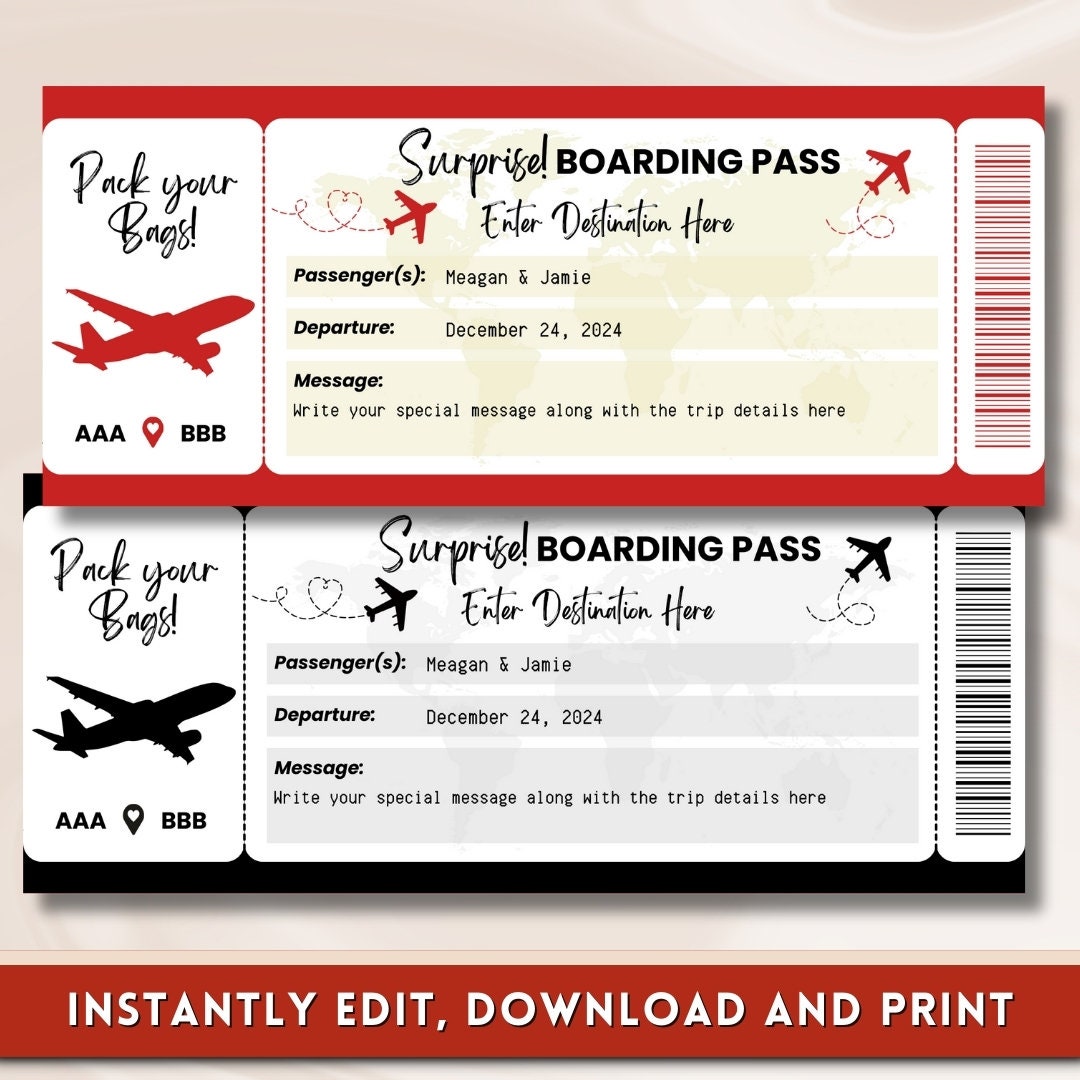 Boarding Pass Template Instant Download Editable Boarding Pass Digital Boarding Pass Template Instant Download Editable Boarding Pass Digital