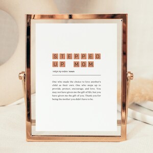 Regalo sentimentale per la matrigna, stampa con la definizione di "Step Up Mom", cartello "Bonus Mom", regalo per la matrigna dalla sposa, regalo di nozze per la mamma, mamma adottiva