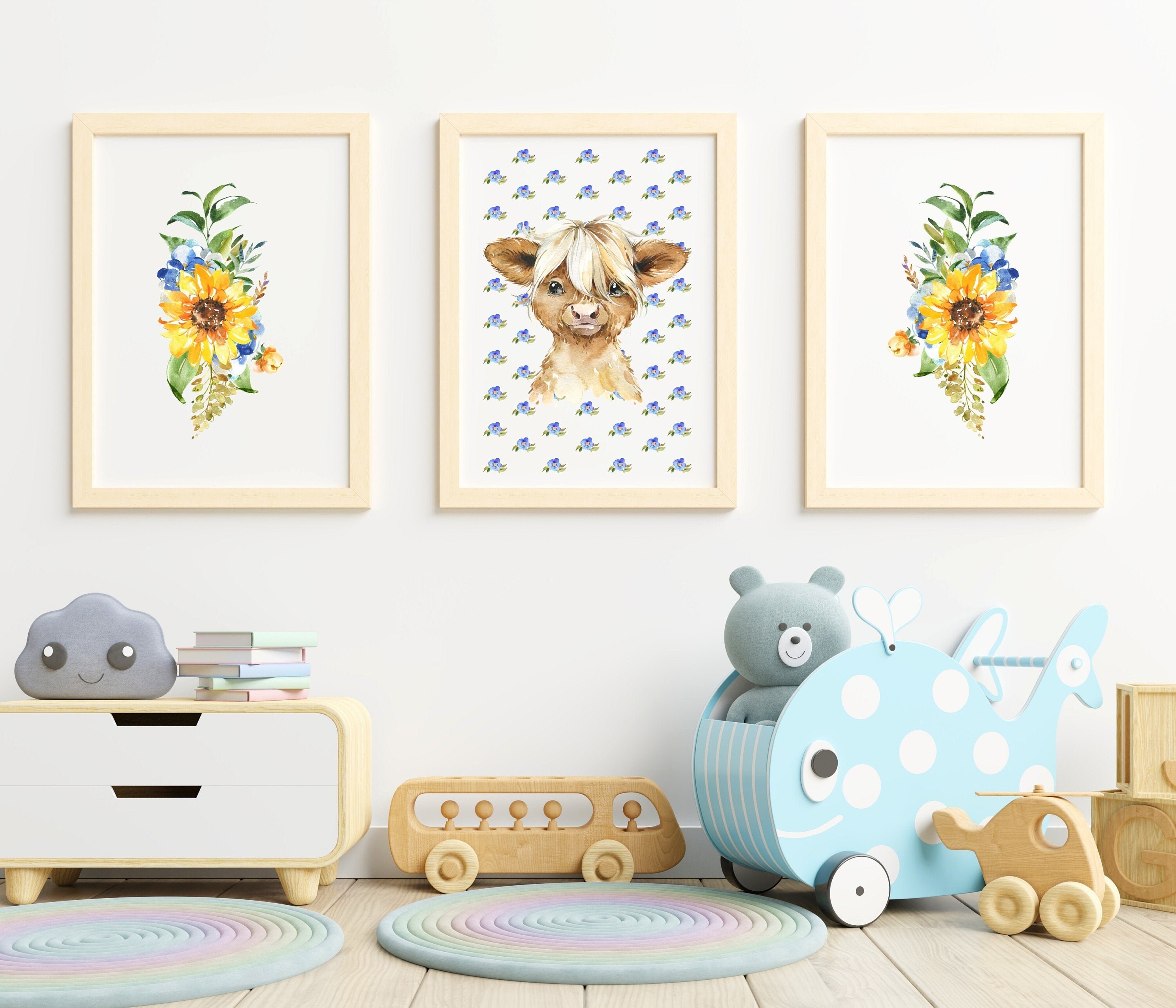 Highland Cow Print Nursery Decor Nursery Wall Art Farm Etsy