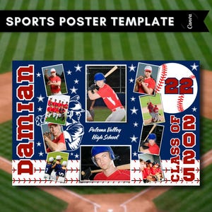 Modelo de pôster para noite de formatura de beisebol: banner personalizável do Canva (download digital)