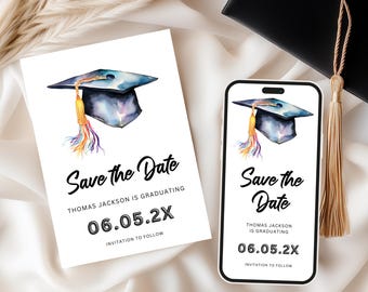 Graduation Save the Date Template, Class of 2026 Announcement Card (Digital Download)