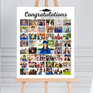Graduation Sign Template Editable, Graduate School Pictures Collage, Graduation Photo Collage Poster Template, 45 Pictures, 5 Canva Template