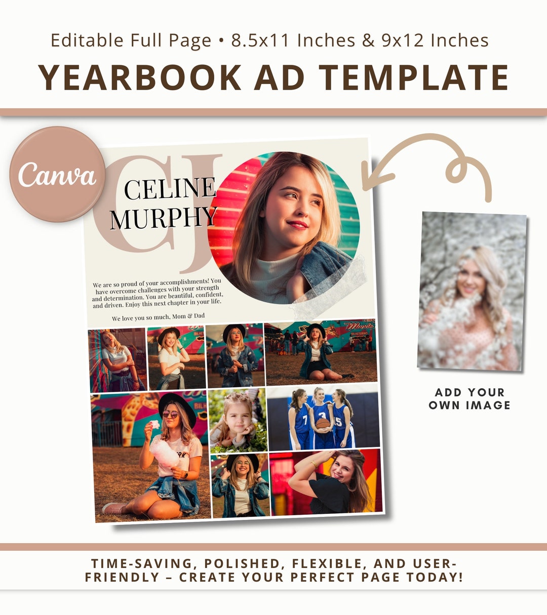 Customizable Graduation Yearbook Ad Full Page, Canva Editable Design, 8 Customizable Graduation Yearbook Ad Full Page, Canva Editable Design, 8