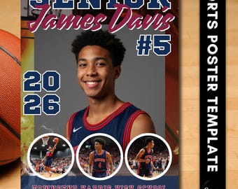 Senior Night Basketball Poster Template: Customizable Canva Design