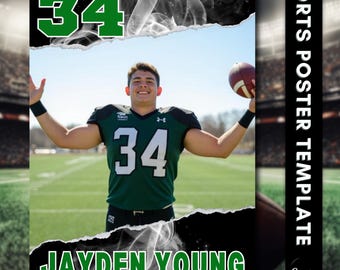 Football Athlete Banner Canva Template, Senior Night Sports Display, High School Football Banquet Sign, Graduation Party Memory Poster
