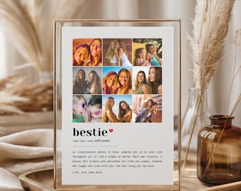 Personalized Friend Photo Collage Print, Canva Template (Digital Download)