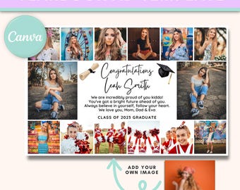 Editable Graduation Yearbook Ad Template: Half Page Canva (8.5x5.5 & 9x6)