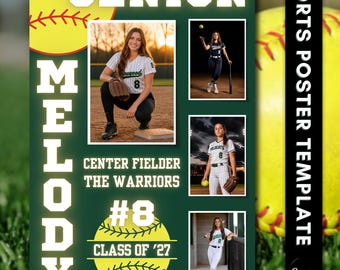 Softball Senior Night Poster Template, Personalized Softball Photo Collage, Custom Softball Player Gift, Softball Graduation