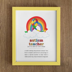 Regalos para profesores de autismo, definición de autismo arcoíris imprimible, regalo DIY para profesores de educación especial, letrero de agradecimiento para profesores de autismo