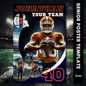 Football Senior Posters Template, High School Senior Poster, 4 Templates 11x14, 18x24, 24x30, 24x36, Sports Posters For Senior Night