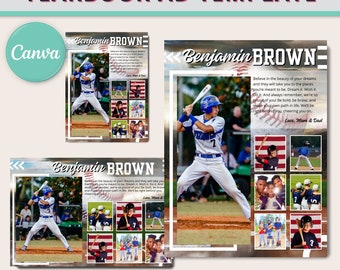 Baseball Yearbook Templates Sports Yearbook Pages Sports Yearbook Ad 9x12 9x6 4.5x6 Yearbook Ad Template High School Senior Yearbook Ad