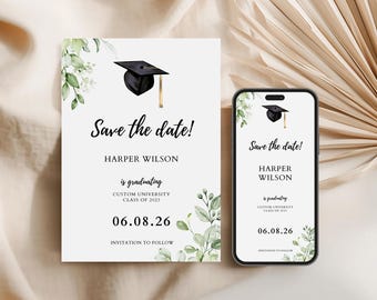 Graduation Save The Date Template: Modern Invitation (Digital Download)