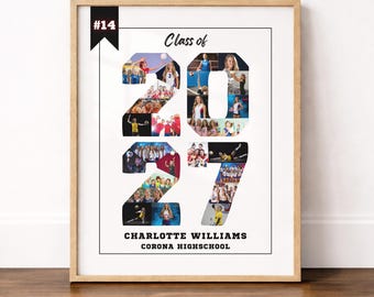 Athlete Senior Night Poster Template Canva, Class of 2027 Senior Year Sign, Varsity Sports Photo Collage Print, Graduation Gift Player