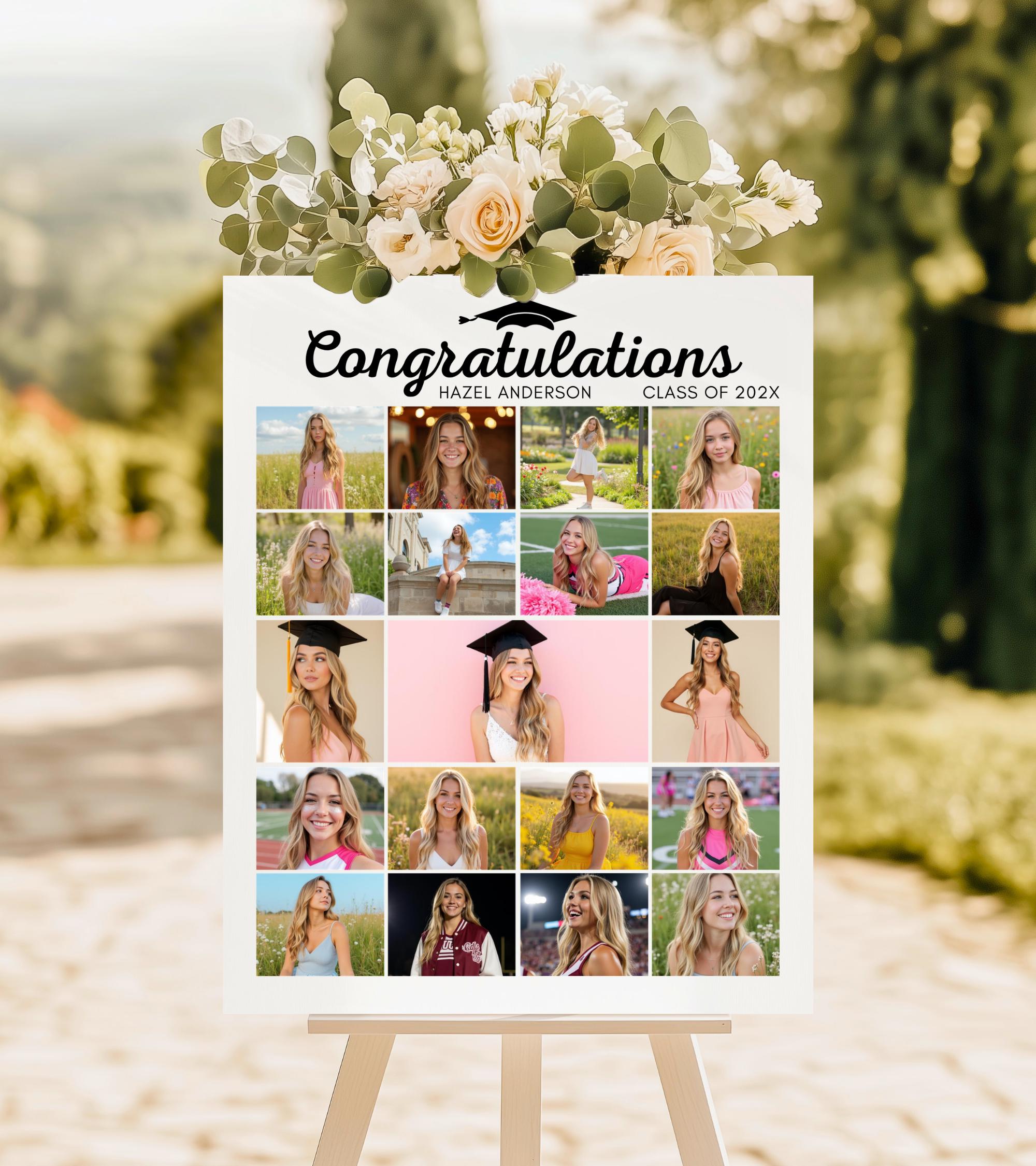 Graduation Photo Collage Examples Graduation Photo Collage Template: Customizable Keepsake (digital ...