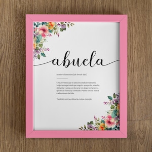 Impression définition Abuela, Regalo Abuela, révélation espagnole de grossesse de grand-mère, cadeau pour Abuela, cadeau grand-mère espagnole, cadeau grand-mère espagnol
