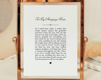 Mother of the Bride Poem Print, 'To My Mum' Gift (Digital Download)