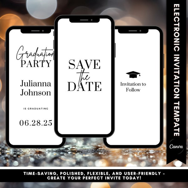 Minimal Electronic Save the Date Graduation Template, Animated Graduation Save The Date Digital, Invitation Text Message, Instant Download